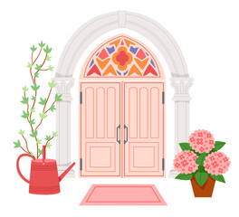Flat design door composition background with elegant style - 753005509