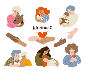 Kindness characters in flat design