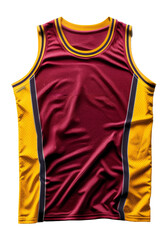 Colorful athletic sports jersey on transparent background - stock png.