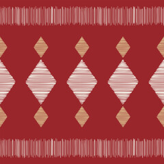 Traditional Ethnic ikat motif fabric pattern geometric style.African Ikat embroidery Ethnic oriental pattern red background wallpaper. Abstract,vector,illustration.Texture,frame,decoration.