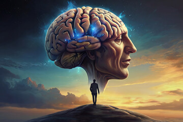 Surreal brain, mind, soul, and hope concept art. Illustration of imagination, mystery, and success. SEO-friendly surreal artwork.