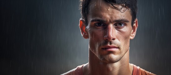 Portrait of a Diverse Young Man with Wet Hair Expressing Emotions - obrazy, fototapety, plakaty