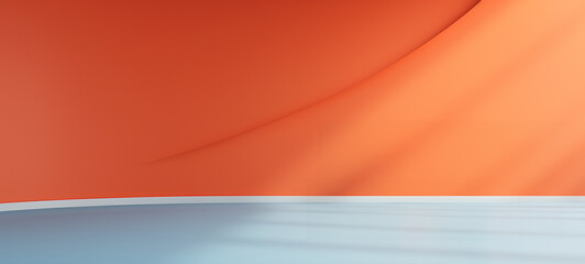 Delicate Abstract orange walls background room with bright orange walls and a white floor.