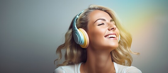Vibrant Girl Enjoys Music with Headphones, Youthful and Carefree Lifestyle Concept