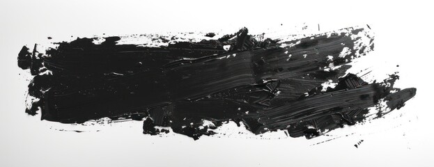 photo of wet dark lino ink remain black linocutting paint roller texture isolated on white paper  - obrazy, fototapety, plakaty