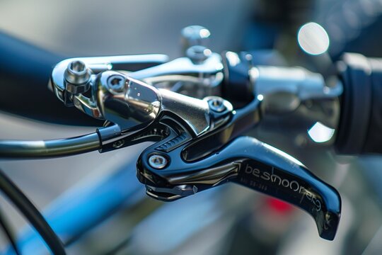 Macro view of a brake lever being squeezed, capturing the tension and subtle movements within the system.