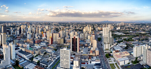 Panoramic aerial view of Curitiba, Brazil in Paranas state