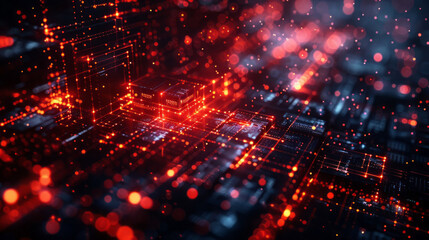 Vibrant Red Background with Glowing Stars, Evoking Firework Celebration and Festive Holiday Energy in a Bright and Dynamic Design