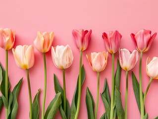 AI Generated Mother's day, Valentine's Day background concept with tulip flower.