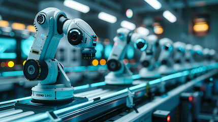 Obraz premium Engineering the Future, Where Robots Craft Precision, A Symphony of Technology and Craftsmanship Unfolds