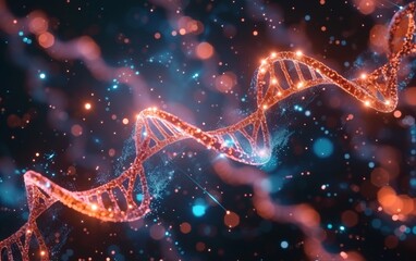 Gene research artificial intelligence with dna strang.
