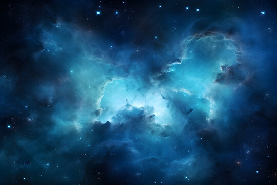 colorful blue sky with full of stars and blue clouds, beautiful nebula,galaxy with clouds