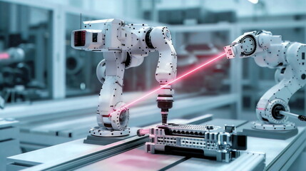 As automation technologies evolve, industrial robots will become more adaptable and versatile, capable of handling diverse tasks and production requirements - obrazy, fototapety, plakaty
