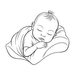 New bron baby sleep continuous line art vector illustration