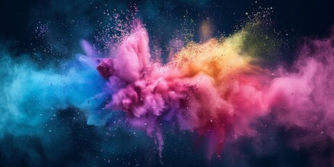explosion of multi-colored powder on a black background Generative AI