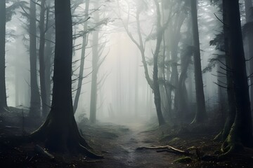 Ethereal Foggy Forest: Mysterious and atmospheric shots of a fog-covered forest, creating a dreamlike and otherworldly ambiance.

