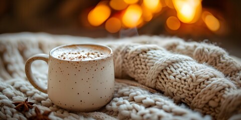 A Comforting Winter Scene: Savoring Cocoa by a Crackling Fire. Concept Winter Scenes, Cocoa Recipes, Cozy Moments, Fireside Comfort, Winter Photography