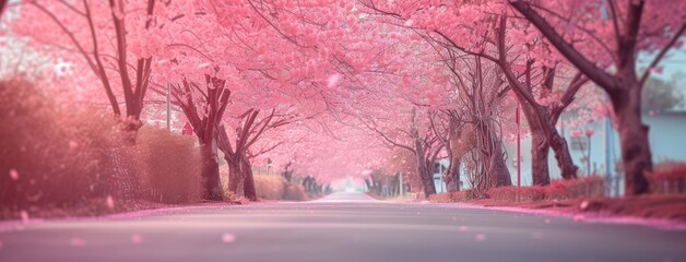 Enchanting Cherry Blossom Street in Spring Season