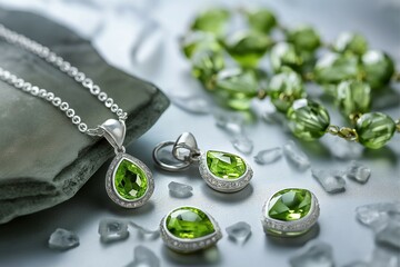 It's a beautiful Peridot, a symbol of the couple and harmony.  generative ai