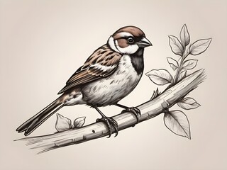 little bird sparrow bird hand drawn	