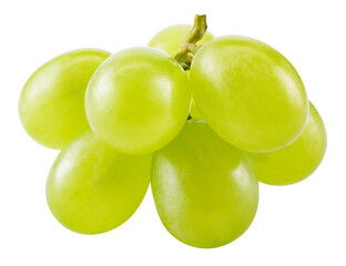 Grape. Green grapes isolated on transparent or white. Fresh green grape macro. Grapes transparent...