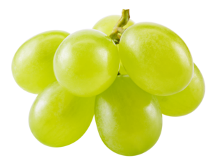 Grape. Green grapes isolated on transparent or white. Fresh green grape macro. Grapes transparent PNG.