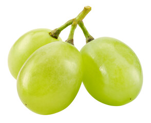 Grape. Green grapes isolated on transparent or white. Fresh green grape macro. Grapes transparent PNG.