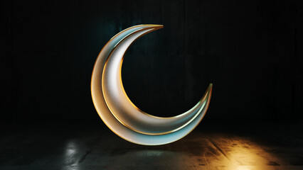 Radiant Ramadan Crescent: 3D Rendition