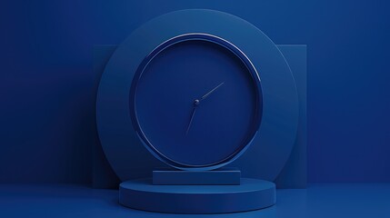 Minimalist Blue Wall Clock on Blue Background