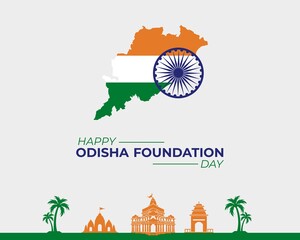 Odisha Foundation Day. 1 April. Happy Odisha Day jpeg format. Template for background with banner, poster and card. Orissa Day Holiday concept.