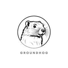 Groundhog Black and white silhouette logo design. Vector Groundhog Cartoon Character. Happy Groundhog Day Vector Illustration © Sakib