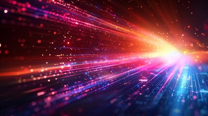 Futuristic tech lines illuminate the digital realm, symbolizing hyper-connectivity in an advanced world.