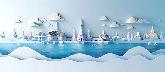 Paper Cut Out City in Stylized Thai Art, To capture the imagination with a unique and visually striking representation of a city scene in a paper cut