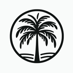 simple black palm tree line vector illustration isolated on white background