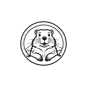 recommend clip art: Groundhog Black and white silhouette logo design. Vector Groundhog Cartoon Character. Happy Groundhog Day Vector Illustration