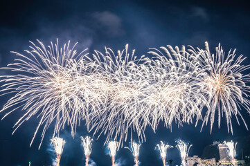 Fireworks over the sea in Atami-shi in Japan