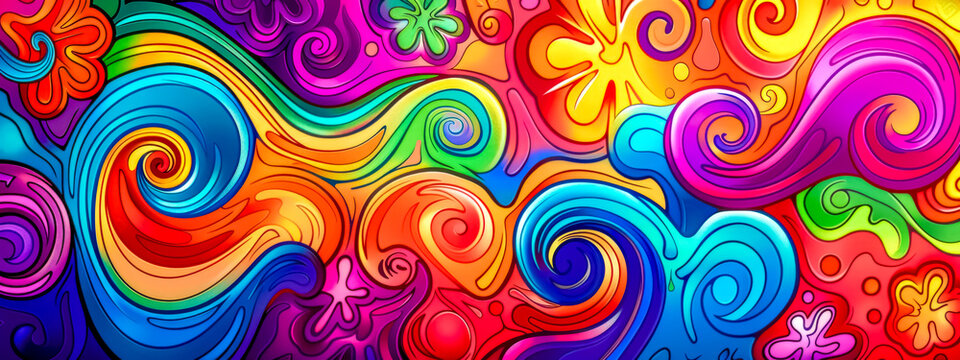 Vibrant multicolored abstract swirls and patterns for artistic backgrounds