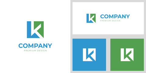 modern letter k logo identity design. initial K brand identity with square logo symbol