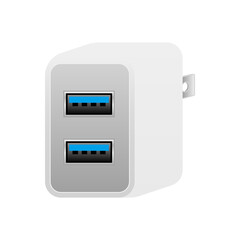 白いUSB充電器_USBタイプA 3.0 2ポート