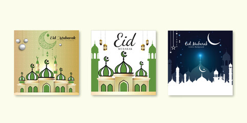 Eid  al-fitr collection for islamic instagram Illustration background design.
