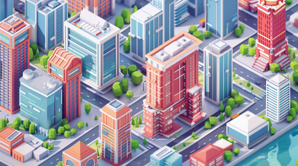 Fototapeta premium Urban Landscape With Numerous Skyscrapers
