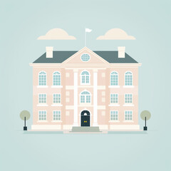 Cute Government Building isolated background pastel