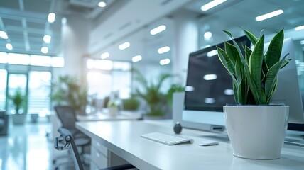 Modern office, crisp details of interactive technology