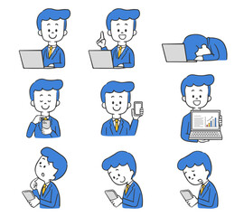 スマホ・PC　ビジネスマン　イラストセット
