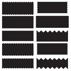 Rectangle shape frame with zigzag edge. Rectangular jagged curved box element. Geometric zig zag wavy stickers. Wiggly undalute square badge, ate poster, banner, social media template. vector file