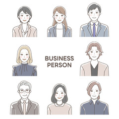 Business person, upper body illustration set.

