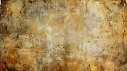 Rolgordijnen Abstract old rough antique parchment paper texture background with distressed vintage stains © ryanbagoez