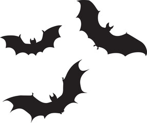 bat and bats silhouette vector on white background