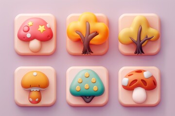 Close-up, Collection 3d cute tree icon
