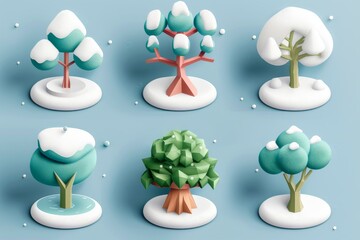 Close-up, Collection 3d cute tree icon